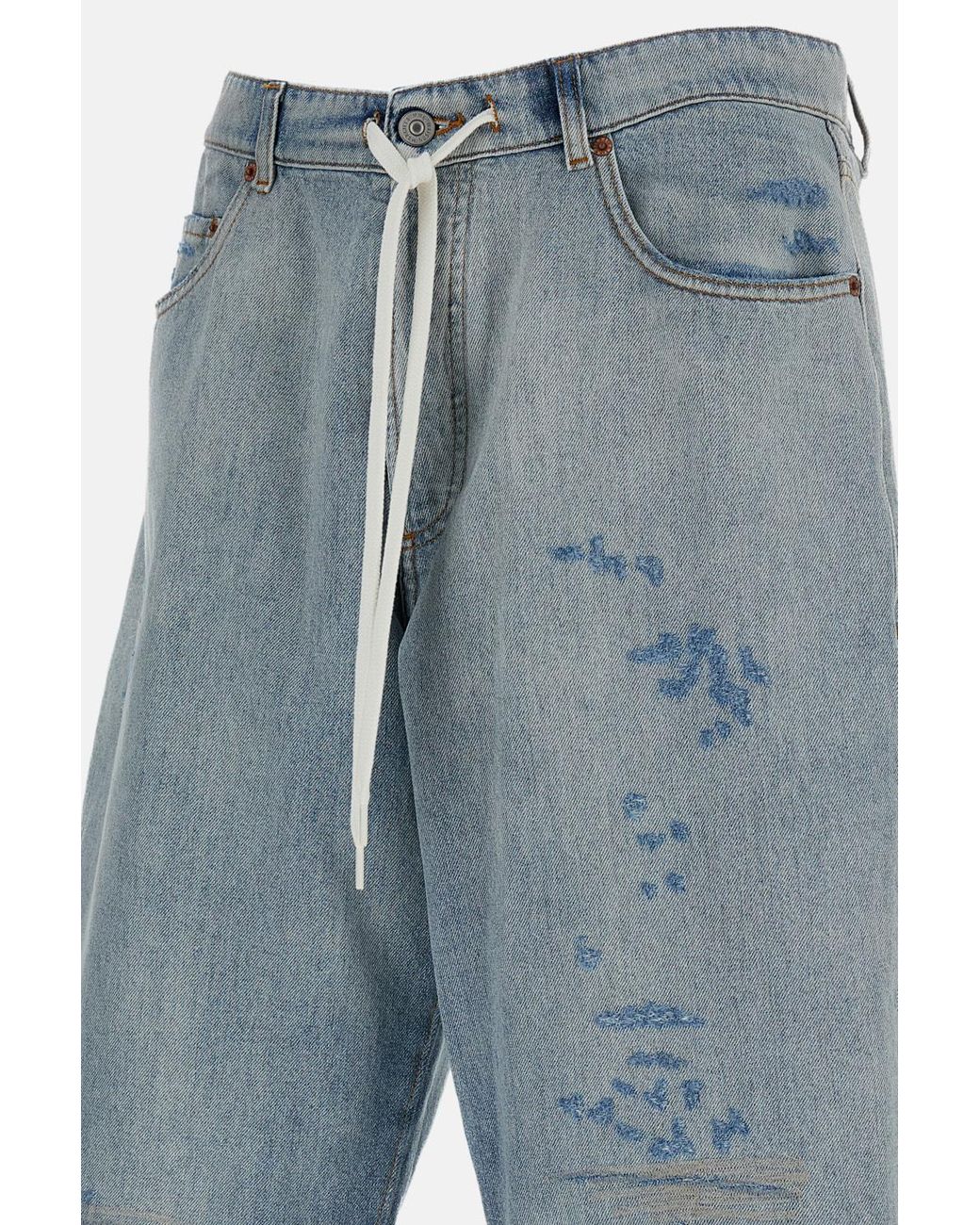 MM6 by Maison Margiela Blue Distressed Denim Shorts for men