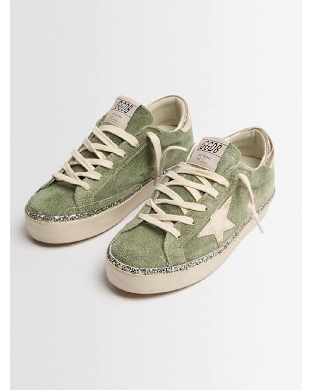 Golden Goose Deluxe Brand Green Hi Star Waxed Suede Sneakers
