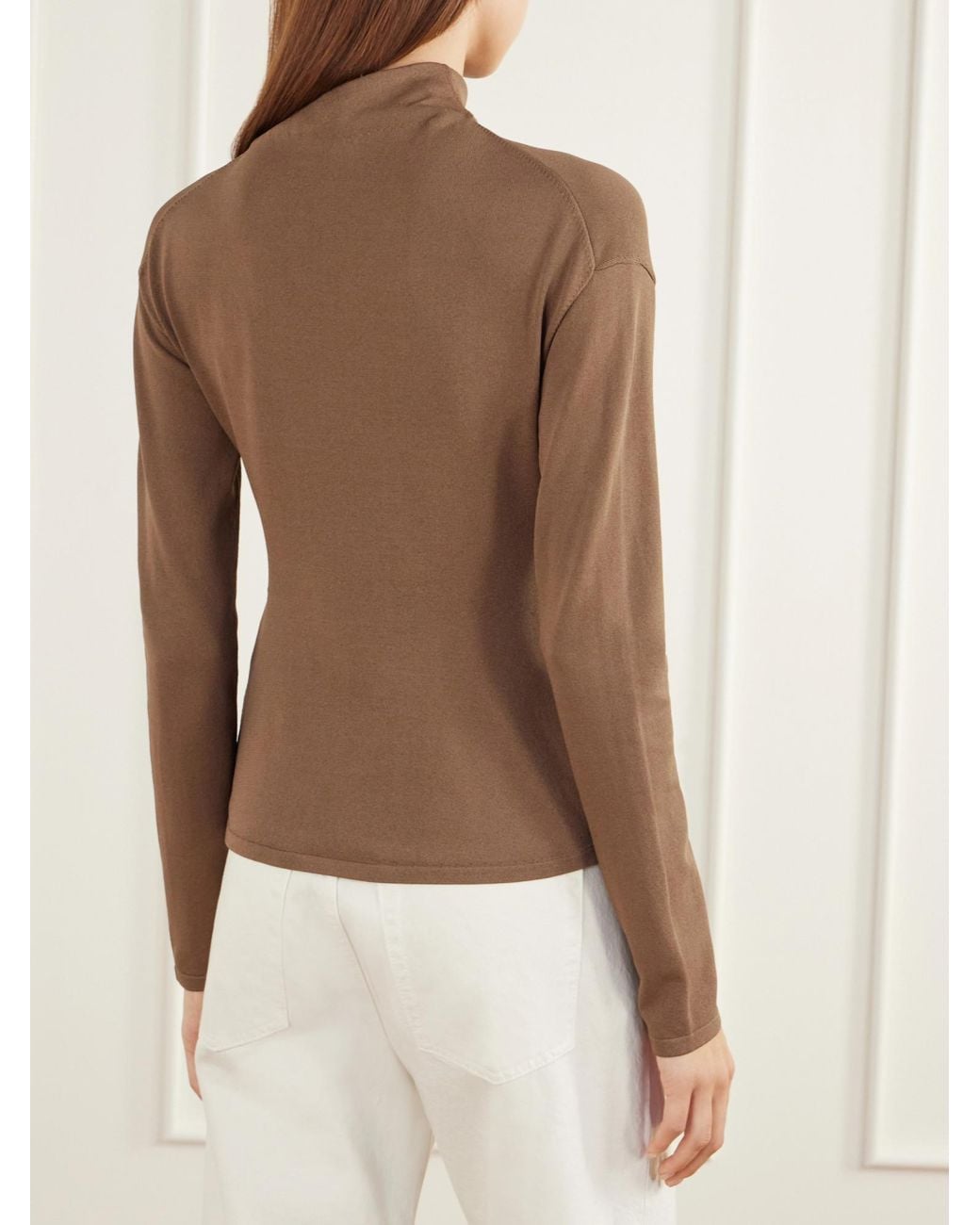 Cult Gaia Brown Embellished Gathered Jersey Top