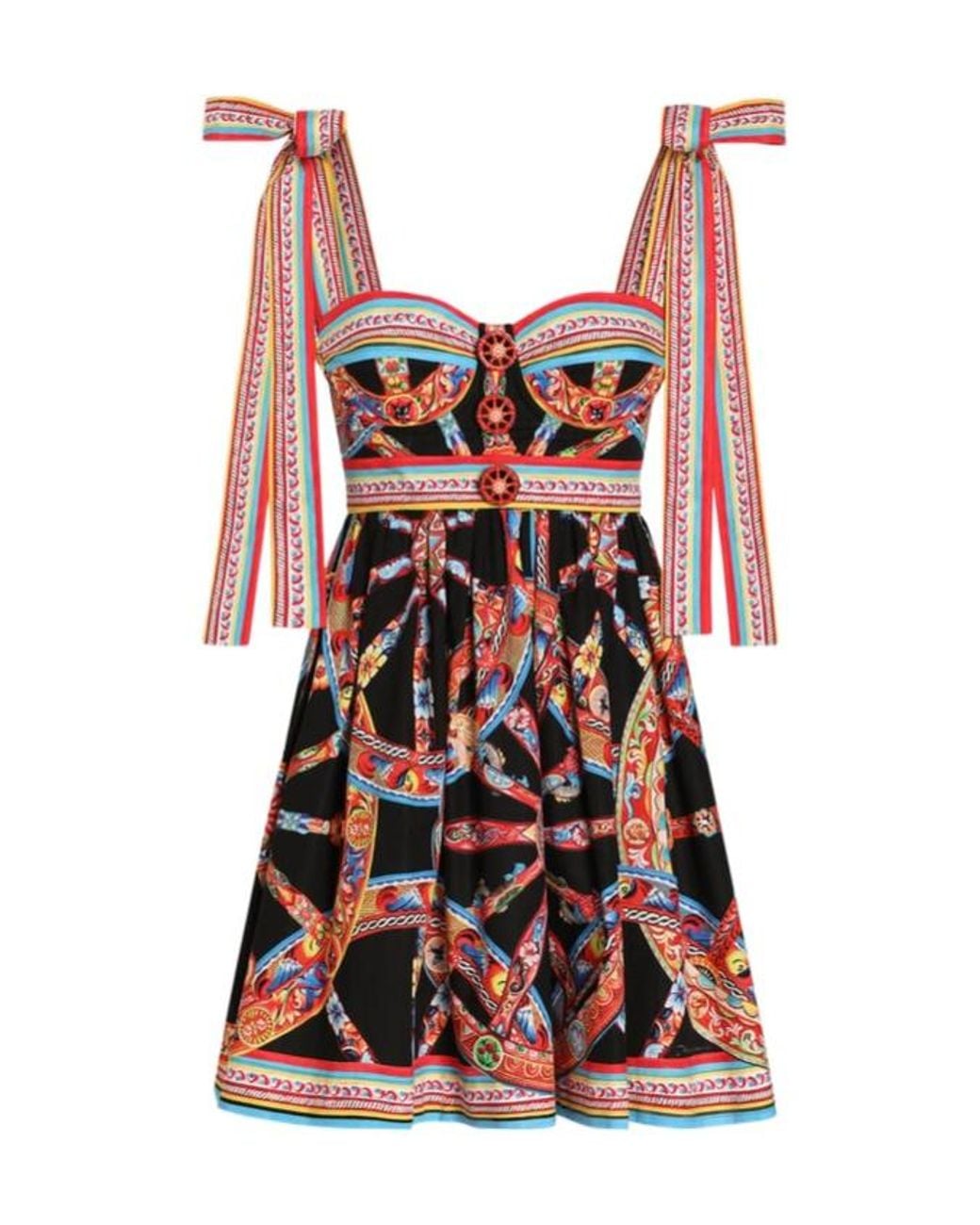 Dolce & Gabbana Red Carretto-Printed Poplin Dress