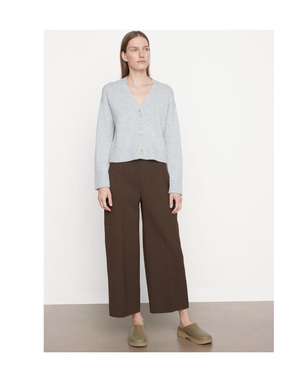 Vince Gray Button-Up Knitted Cardigan