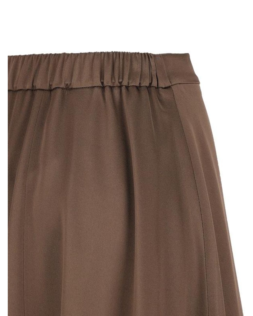 Brunello Cucinelli Brown Pleated Flared Skirt