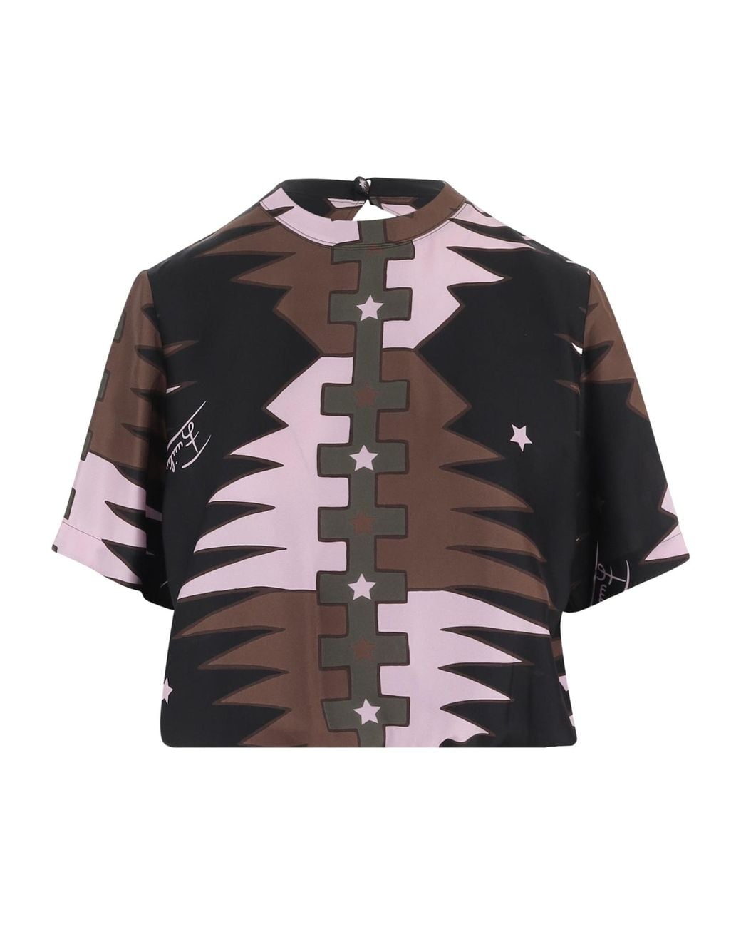 Emilio Pucci Black Pucci Valdimontone Printed Silk T-Shirt