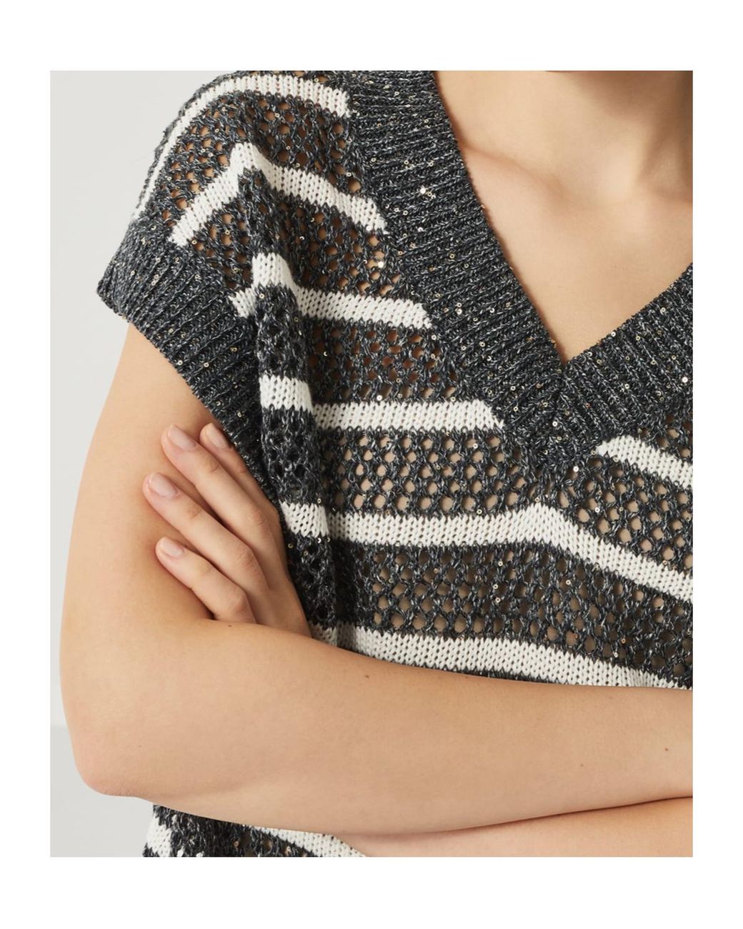 Brunello Cucinelli Black V-Neck Knitted Vest