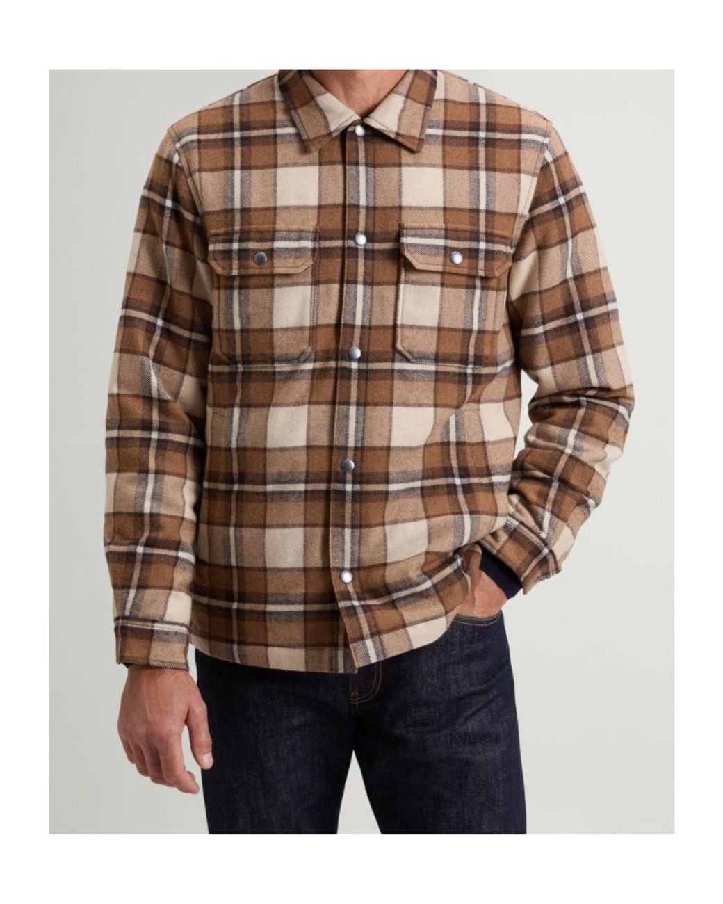 Woolrich Brown Checked Overshirt Jacket for men