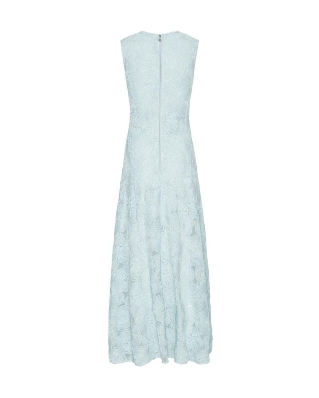 ROTATE BIRGER CHRISTENSEN Blue Floral Mesh Maxi Dress