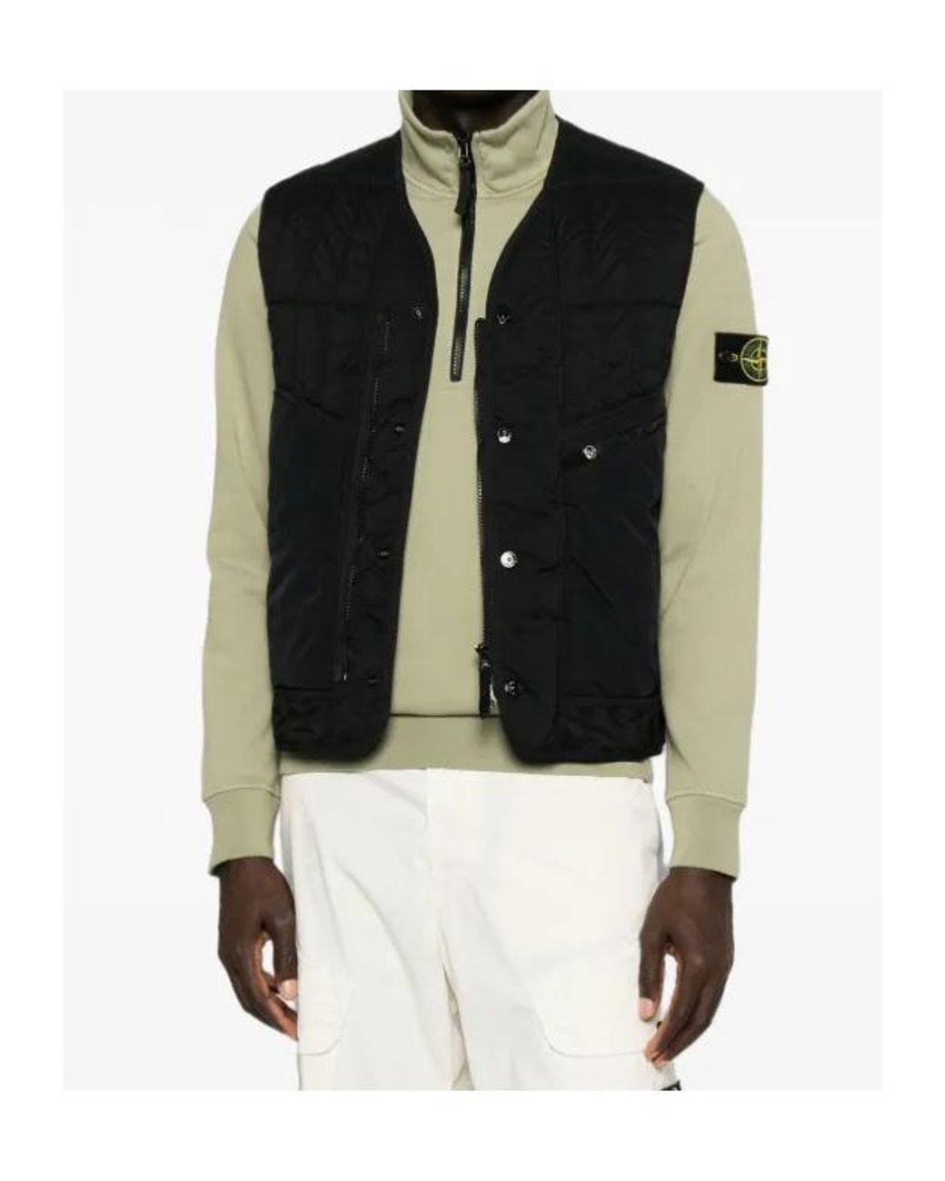 Stone Island Black V-Neck Vest for men