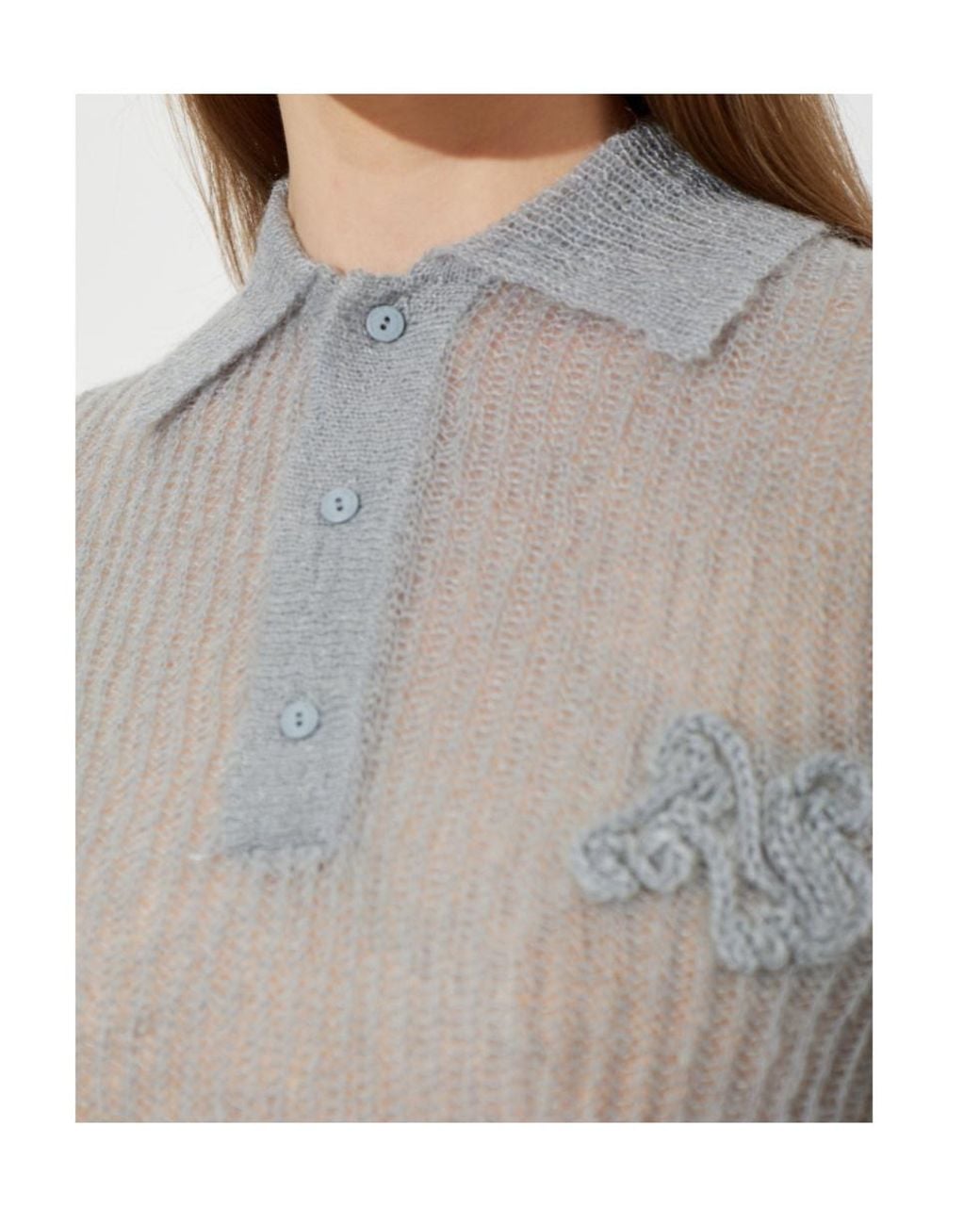 AllSaints Gray Short-Sleeved Knitted Polo Shirt