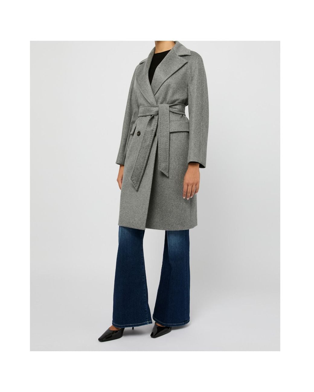 Max Mara Gray Astro Belted Double-Breasted Coat