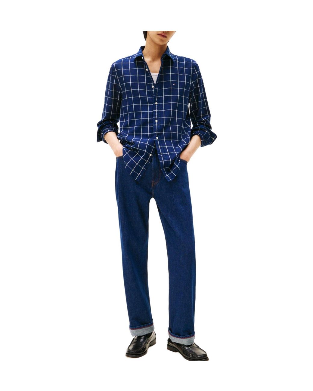 Tommy Hilfiger Blue Check Long-Sleeve Patterned Shirt for men