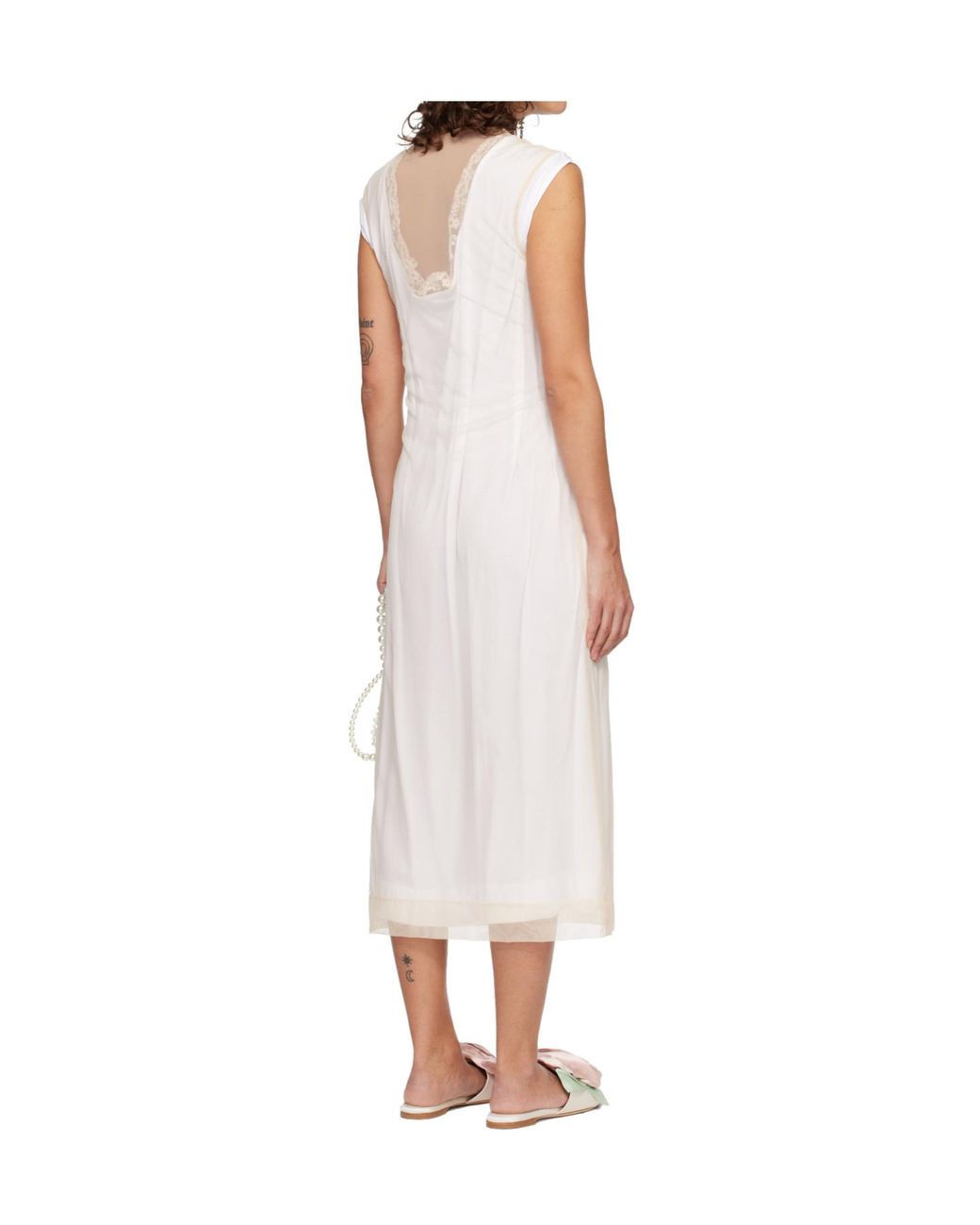 Simone Rocha White Layered Lace Trim Dress