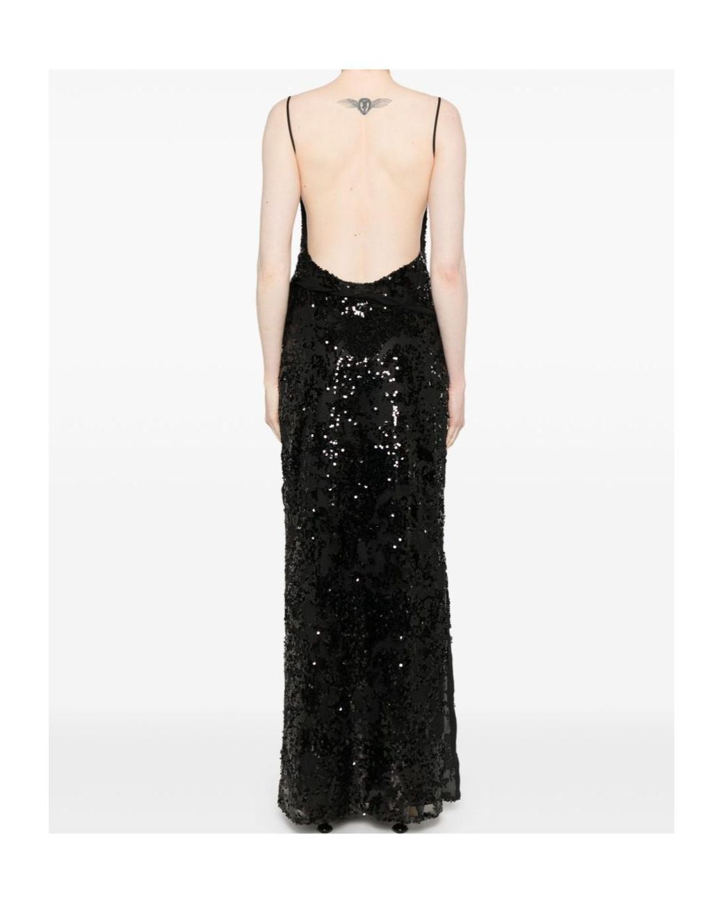 Coperni Black Sequins Embellished Long Dress