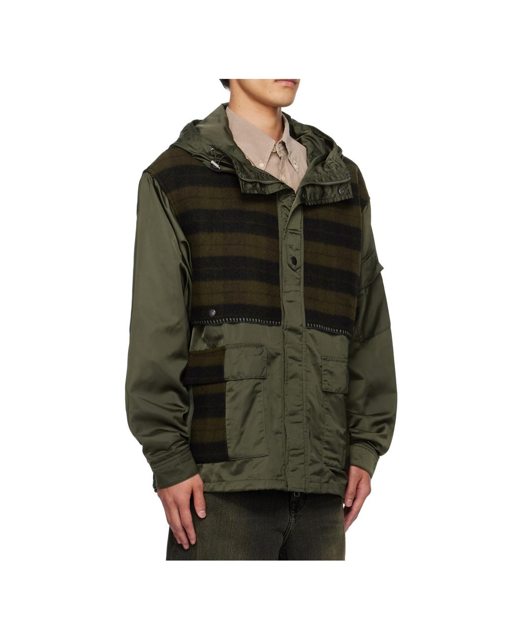 ANDERSSON BELL Green Check Layered Jacket for men