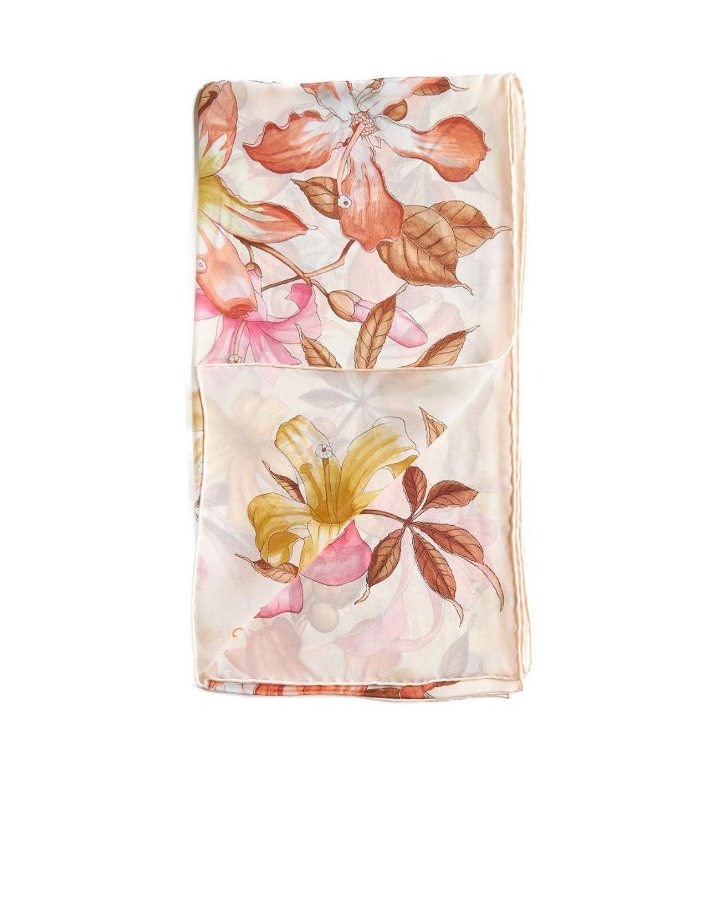 Ferragamo White Floral Pattern Scarf