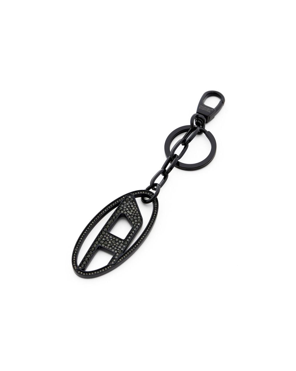 DIESEL White Holy-C Oval D Keyring