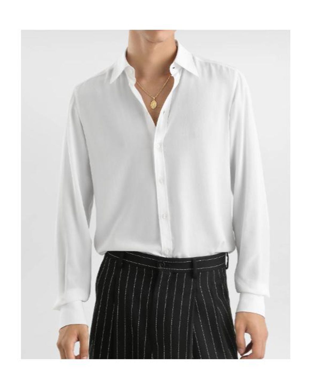 Dolce & Gabbana White Collared Long-Sleeve Shirt for men