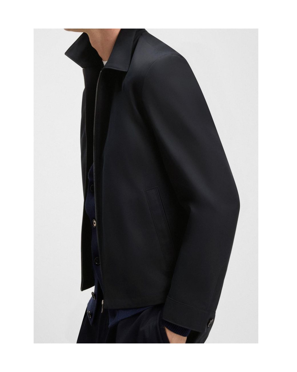 Boss Blue X David Beckham Classic-Collar Zip Jacket for men