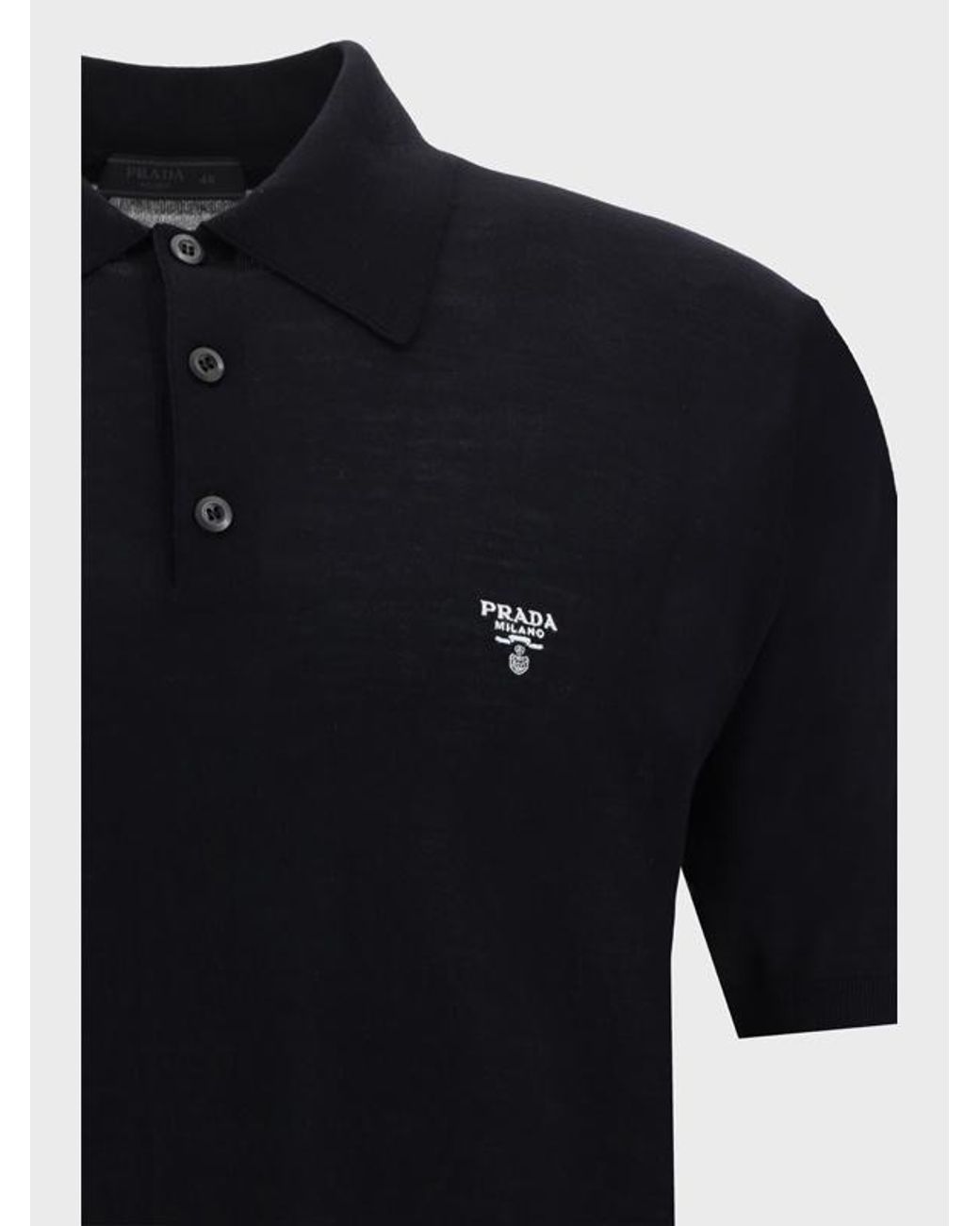 Prada Black Logo Detailed Short-Sleeved Polo Shirt for men