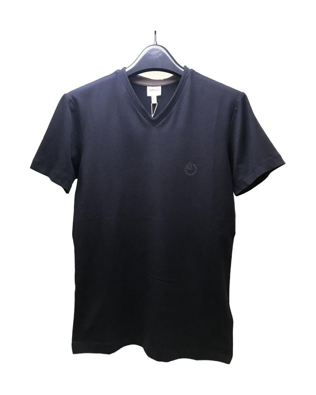 Armani Collezioni Blue V-Neck Short-Sleeved T-Shirt for men