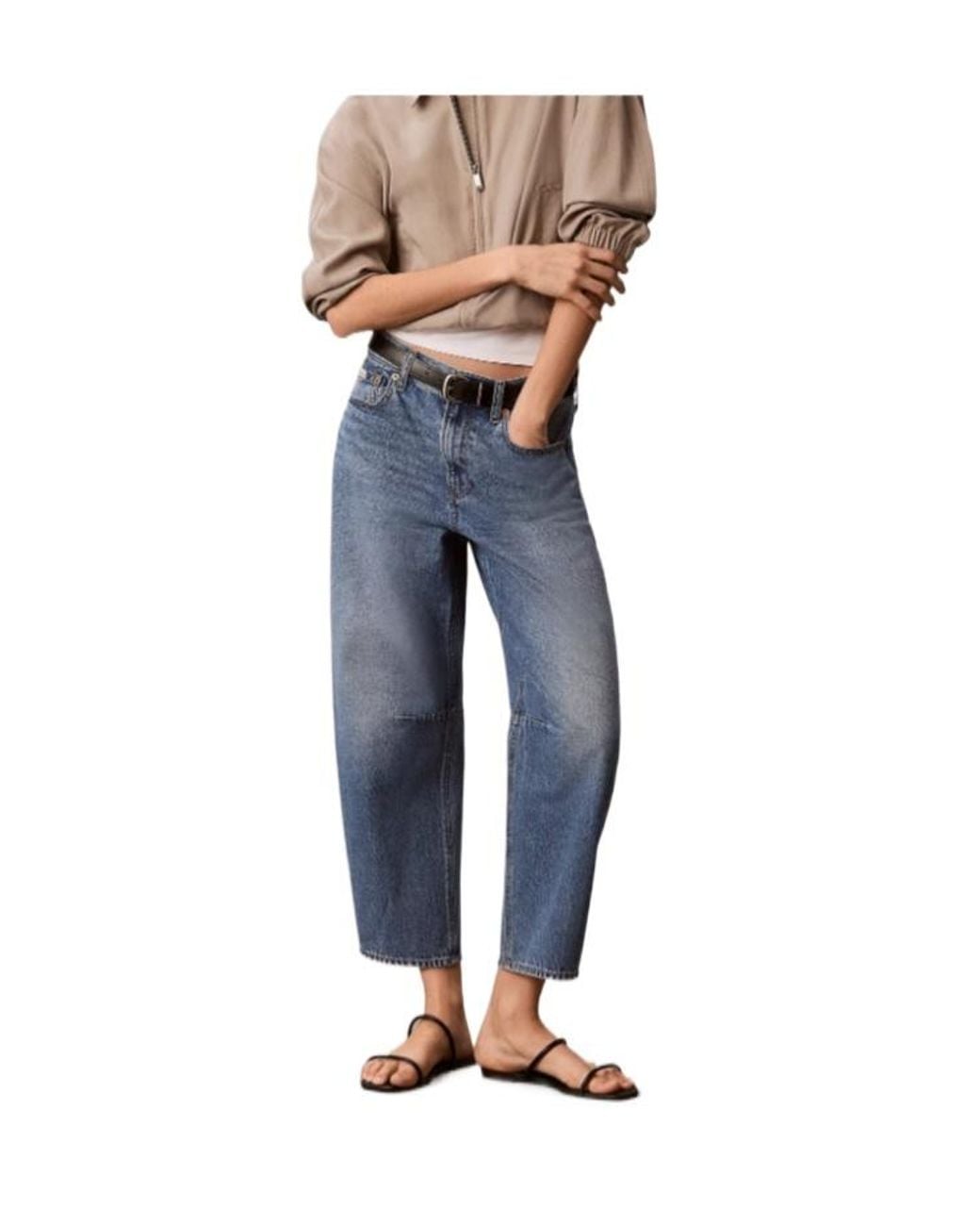Calvin Klein Blue Cropped Barrel Jeans