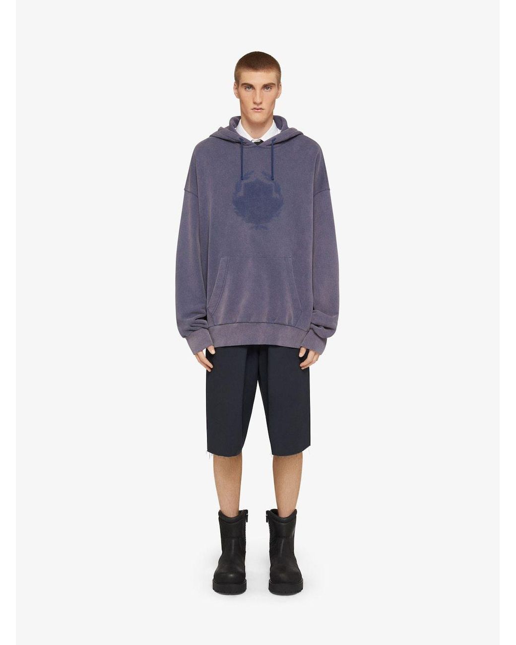 Givenchy Blue Faded Drawstring Hoodie for men