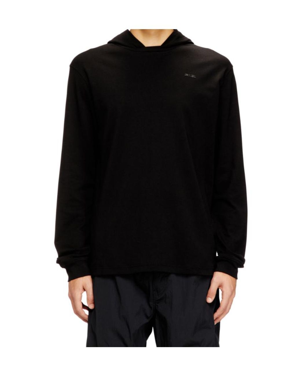 DIESEL Black T-Bill Logo Lettering Hoodie for men