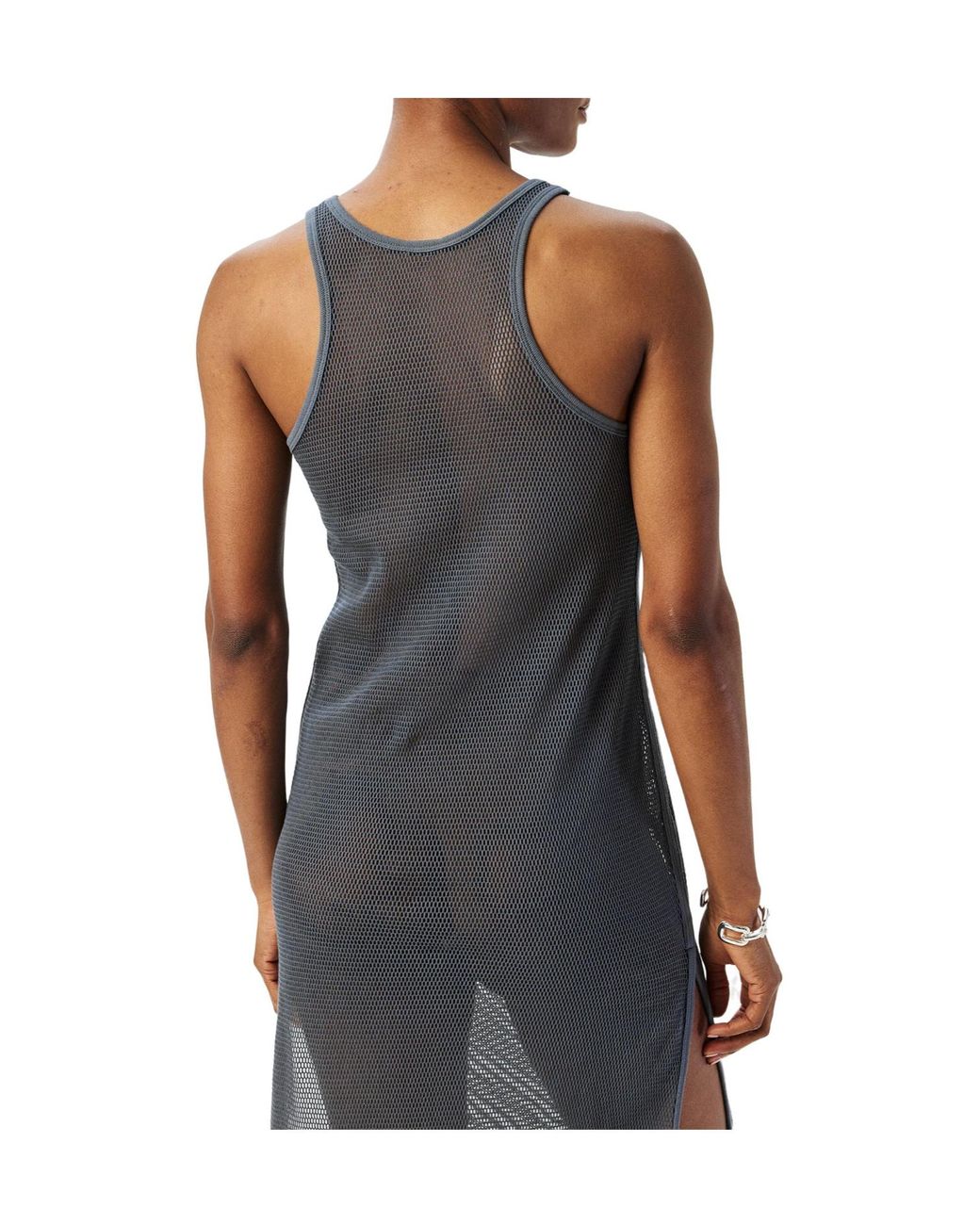 DIESEL Blue Mesh Racerback Tank Midi Dress