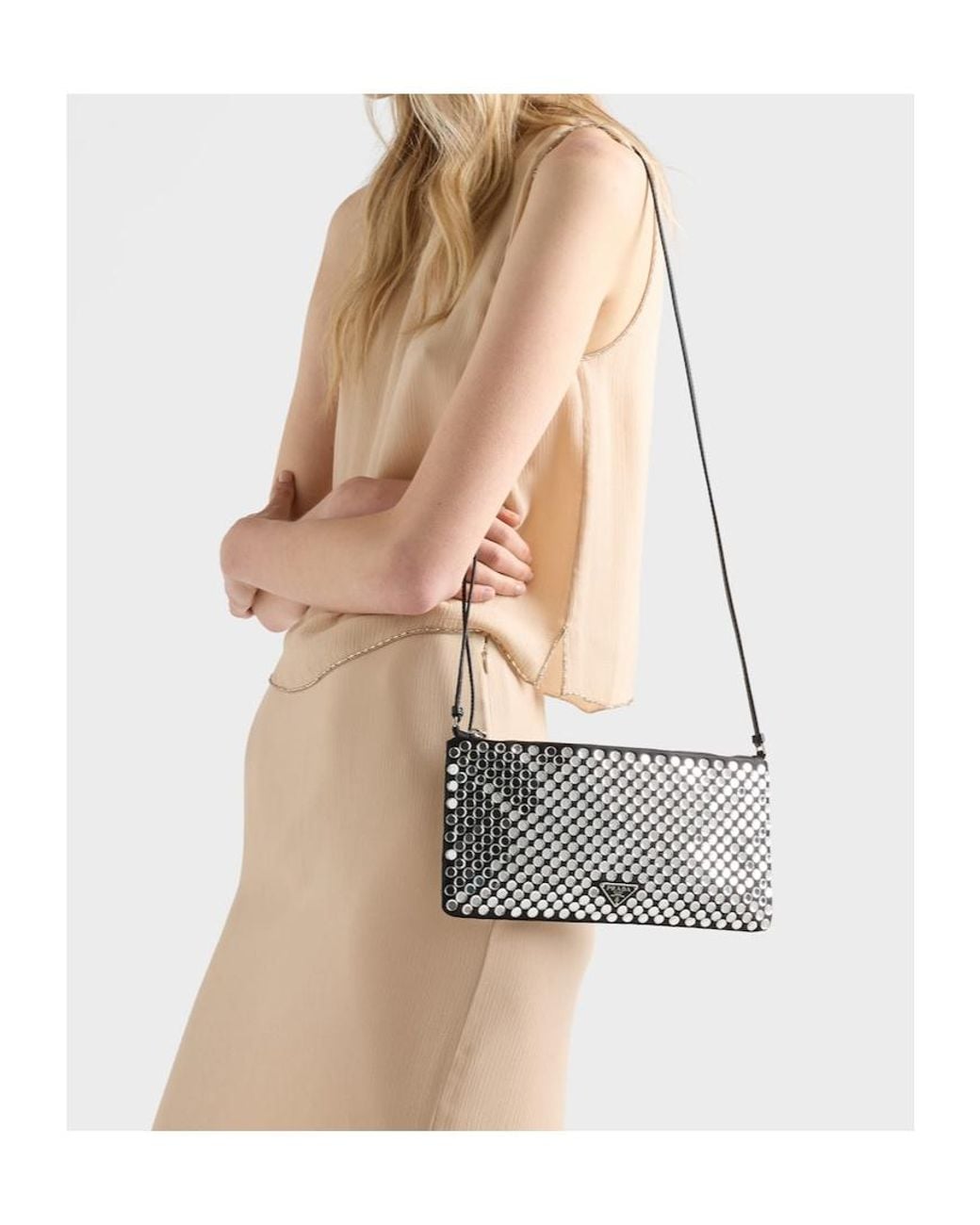Prada Black Small Satin And Crystal Shoulder Bag