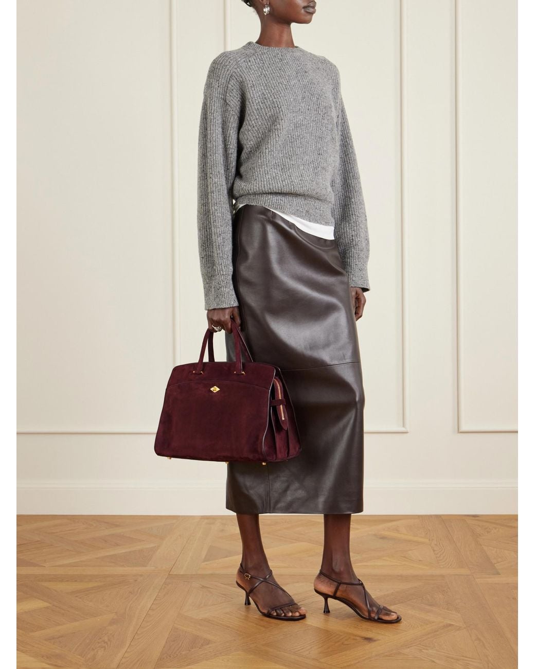 Metier Red Private Eye Medium Suede Tote