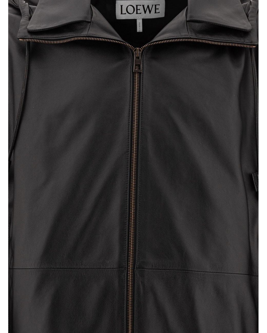 Loewe Black Long-Sleeved Leather Jacket for men