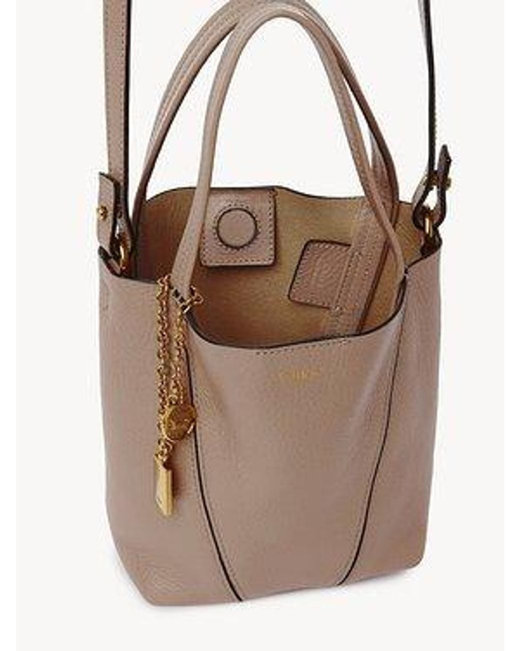 Chloé Brown Chloé Spin Logo Printed Small Top Handle Bag