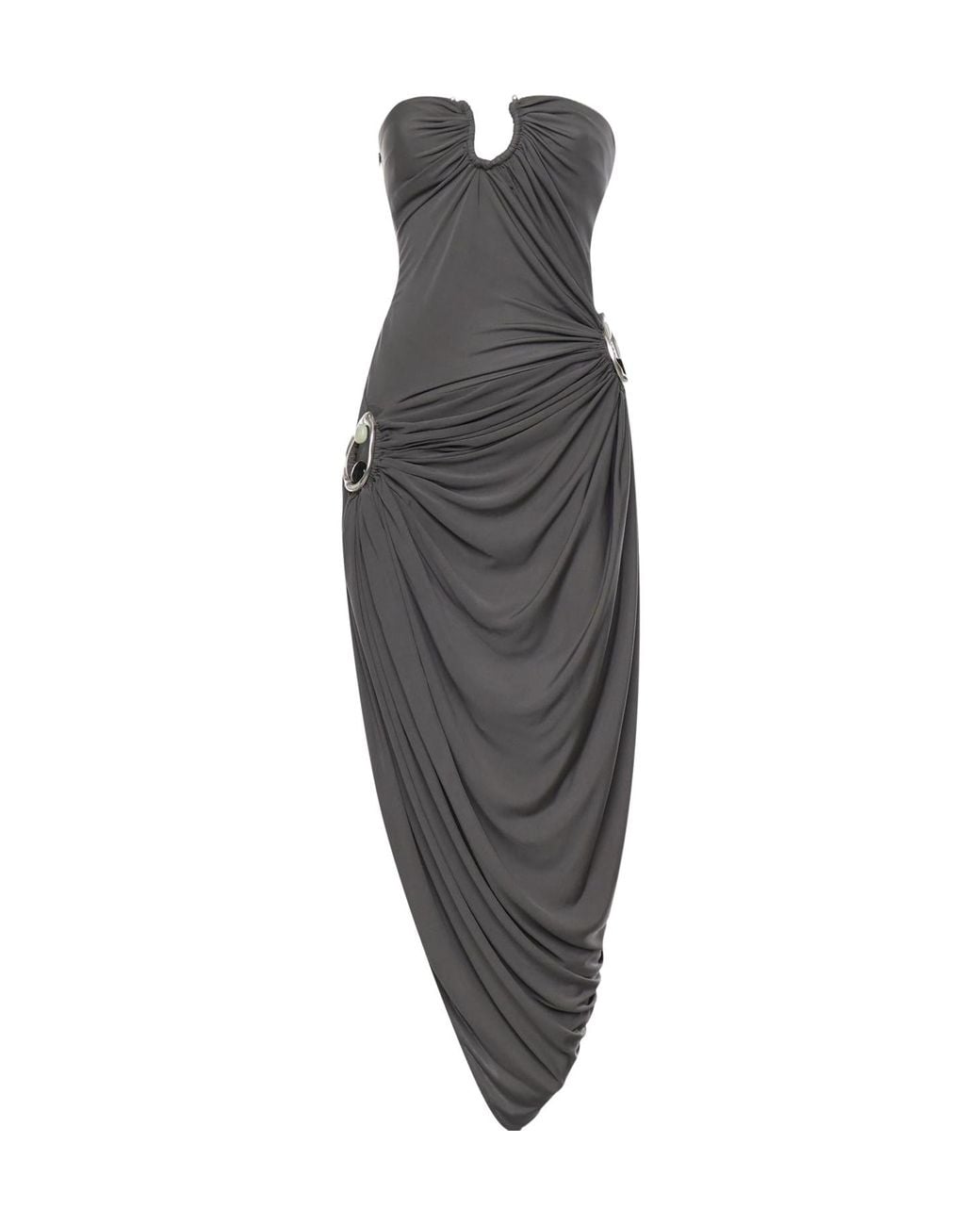 Christopher Esber Gray Orica Ruched Jersey Strapless Dress