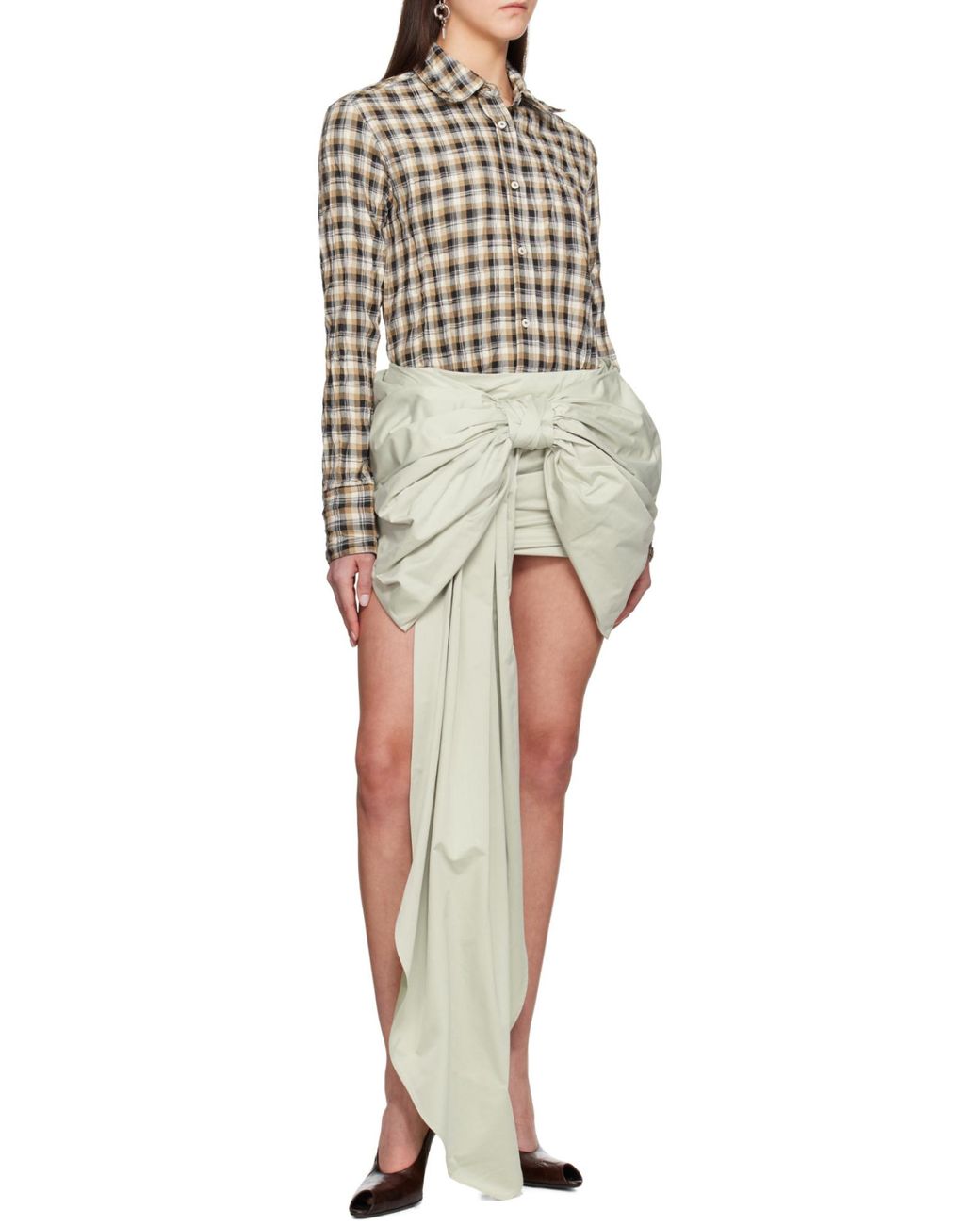 Acne White Check Button-Up Shirt