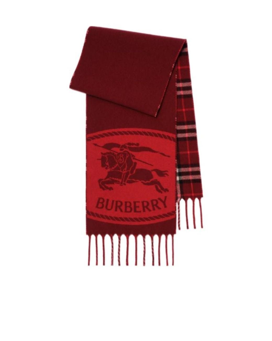 Burberry Red Reversible Knight Stamp Scarf