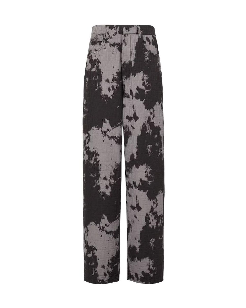 Fendi Gray Ff Animalier Printed Long Jeans