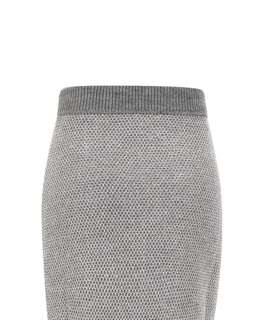 Elisabetta Franchi Gray Sequinned Knit Skirt