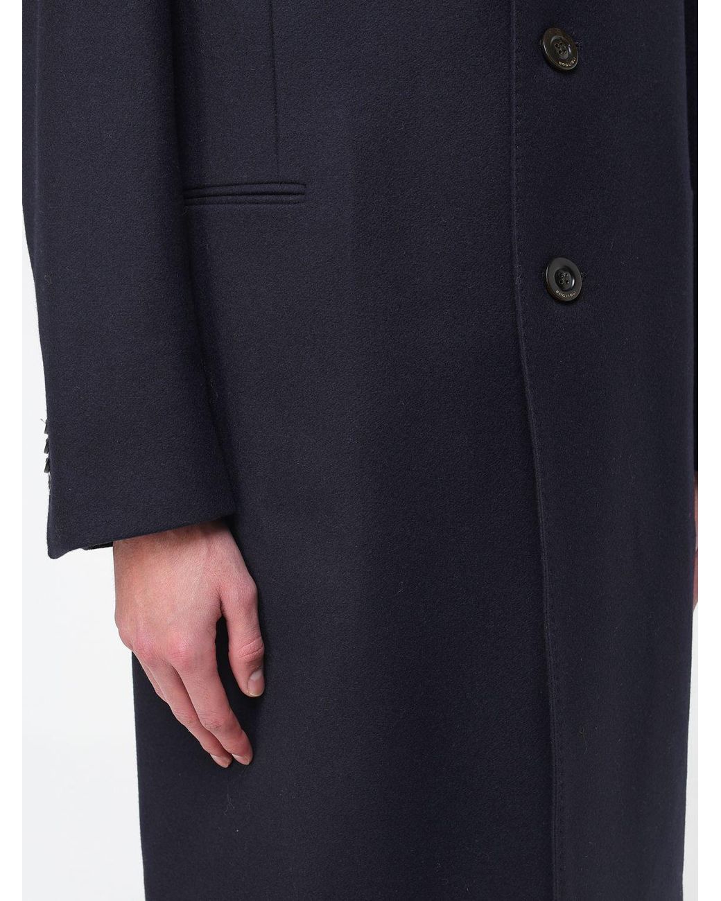 Boglioli Blue Double-Breasted Coat for men