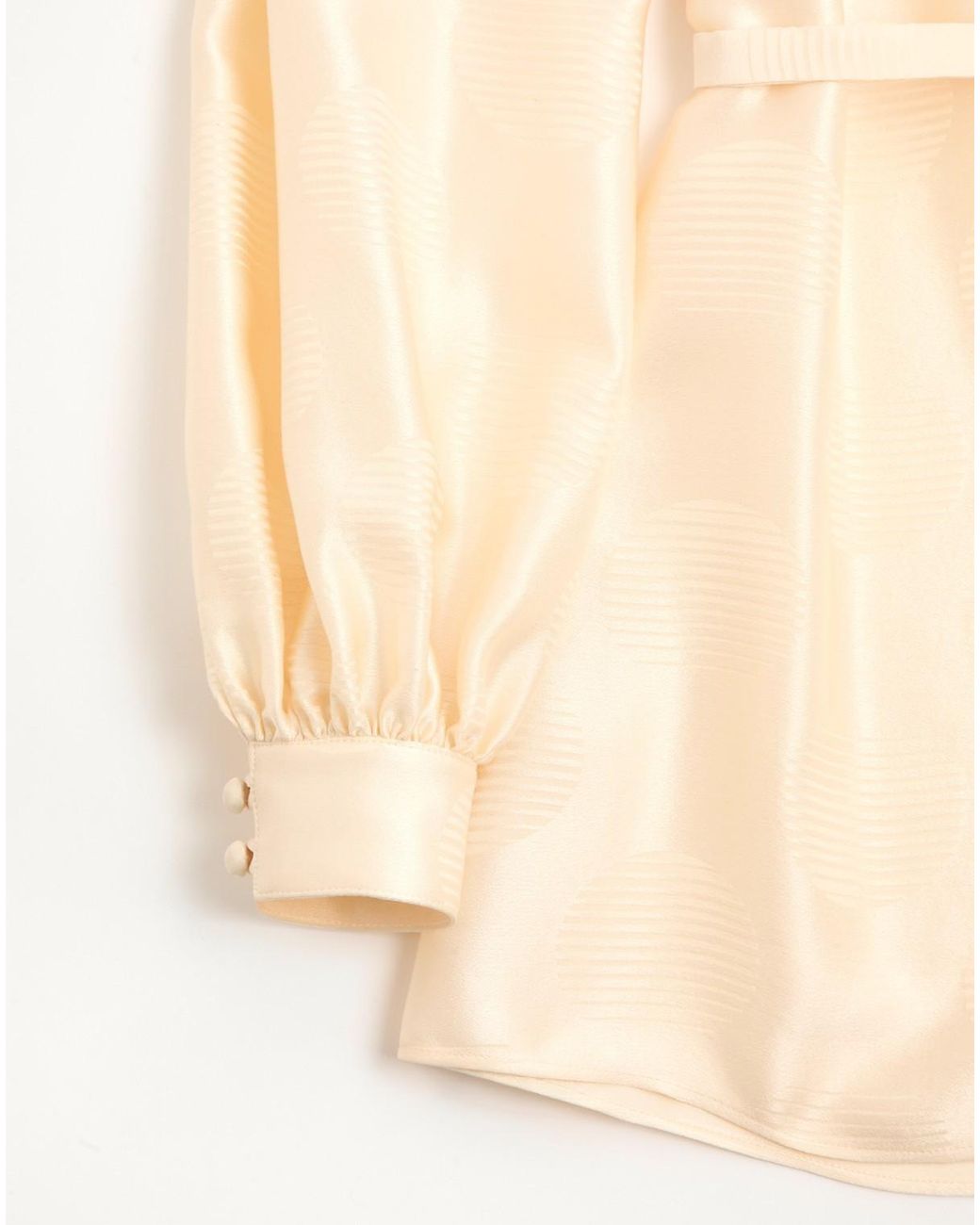 Valentino White Jacquard Polka Dot Patterned Belted Shirt