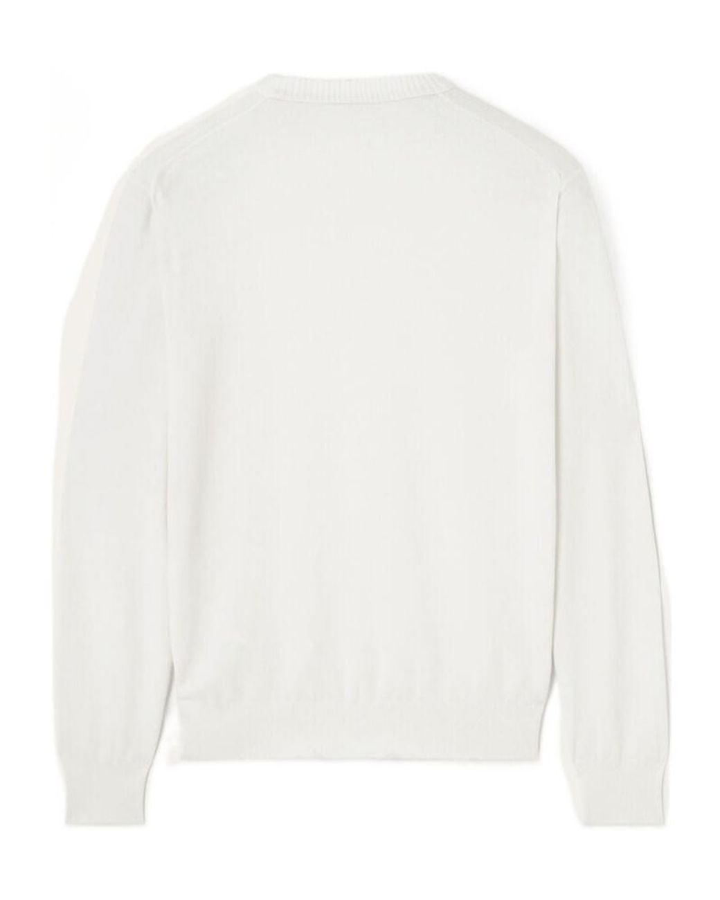 Loro Piana White Logo Long-Sleeved Knitted Pullover for men