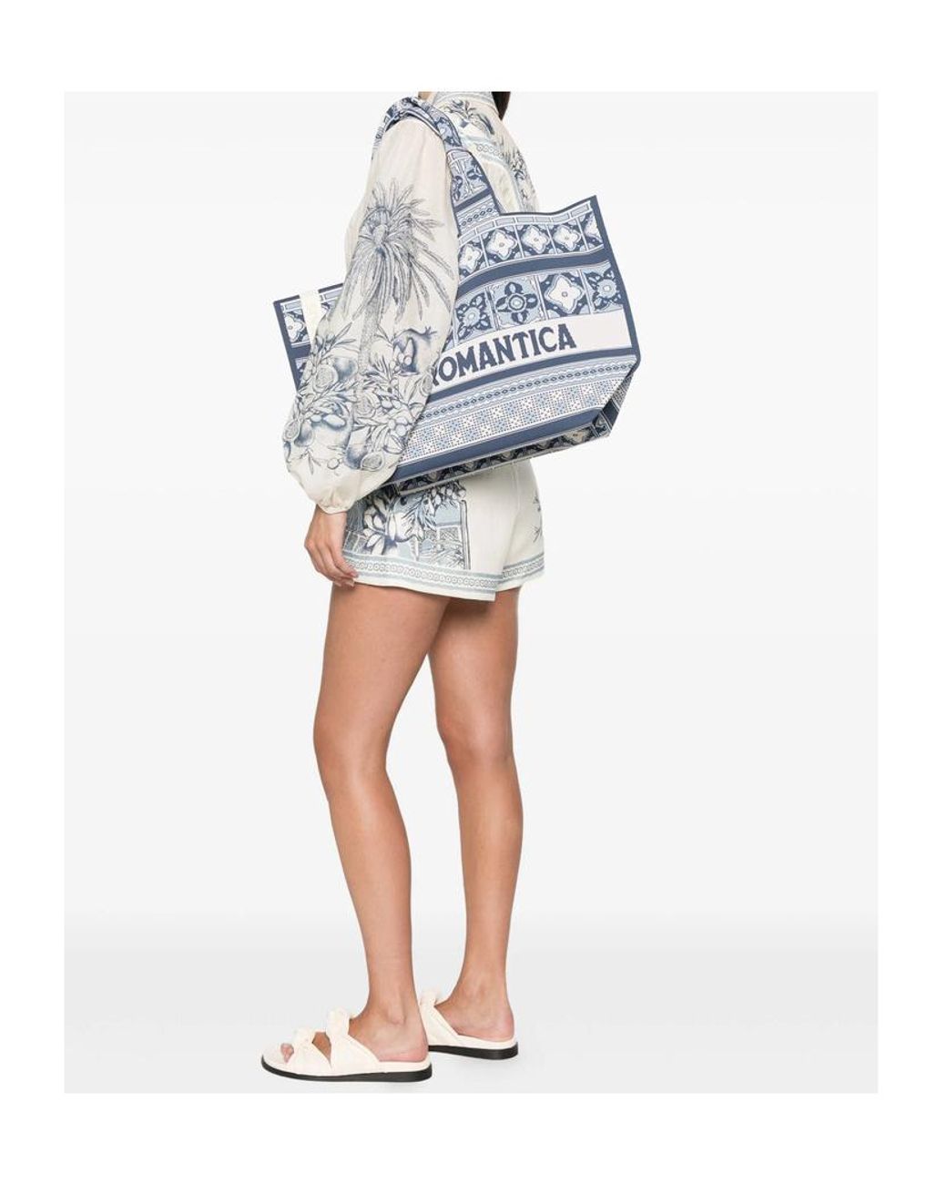 ALÉMAIS Blue Villa Romantica Patterned Tote Bag