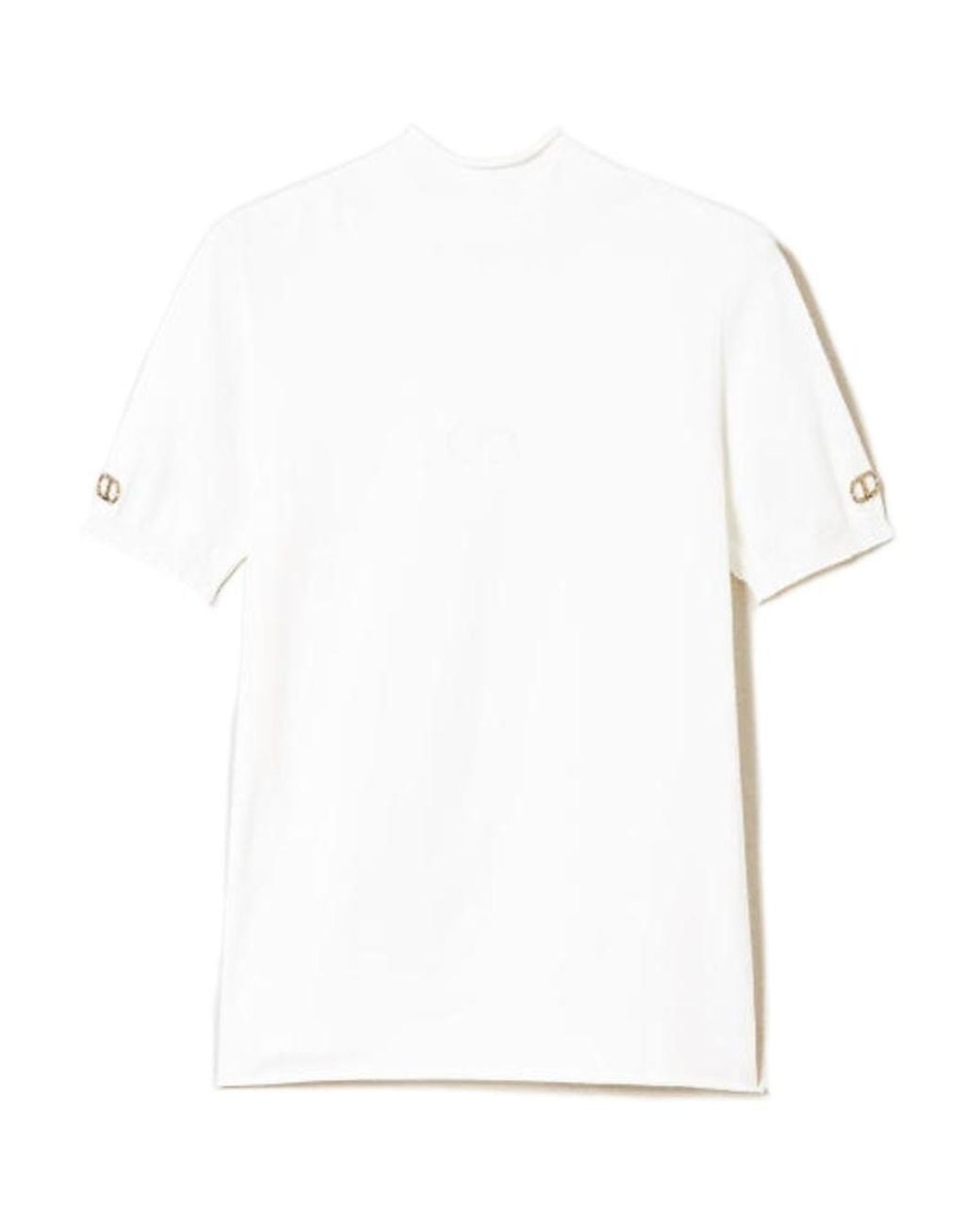 Twinset White Logo-Plaque Short-Sleeve Jumper