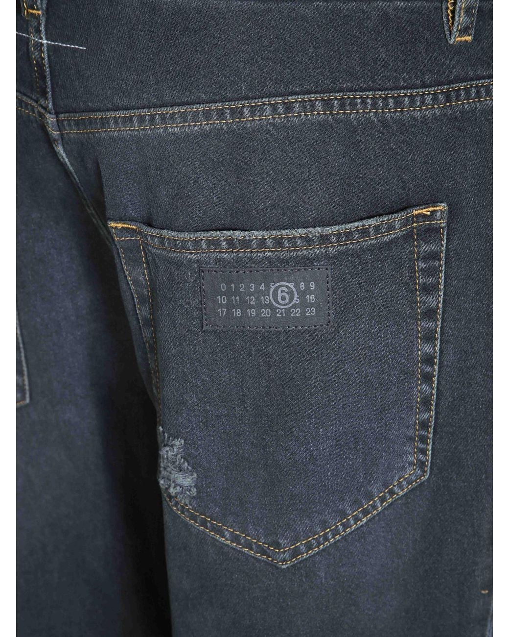 MM6 by Maison Margiela Black Distressed Tapered-Leg Jeans for men