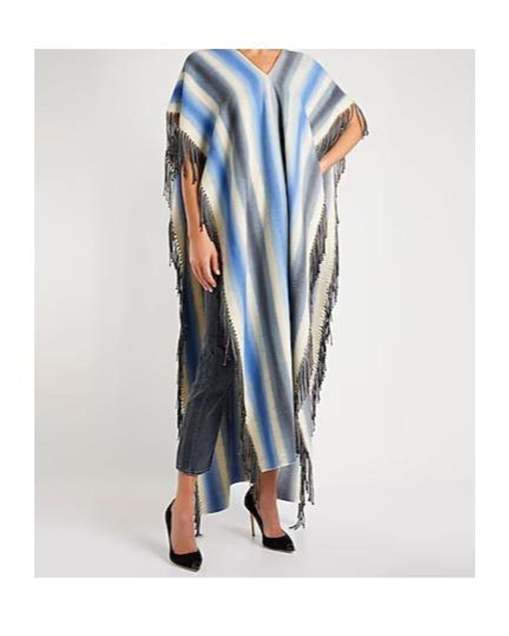 Chloé Blue Striped Shawl Coat