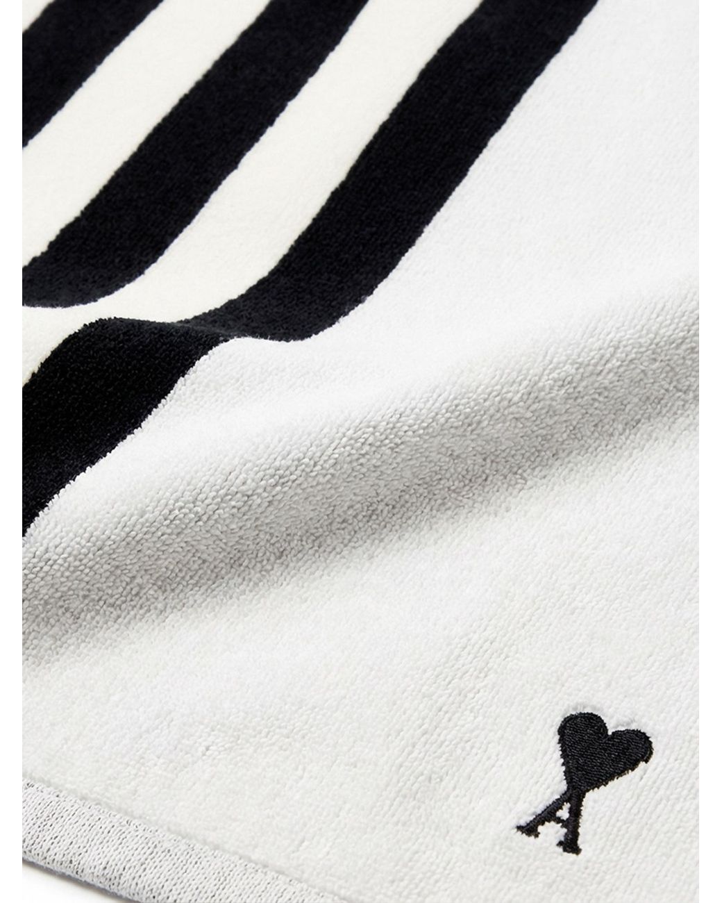AMI White Ami Logo Detailed Striped Towel for men