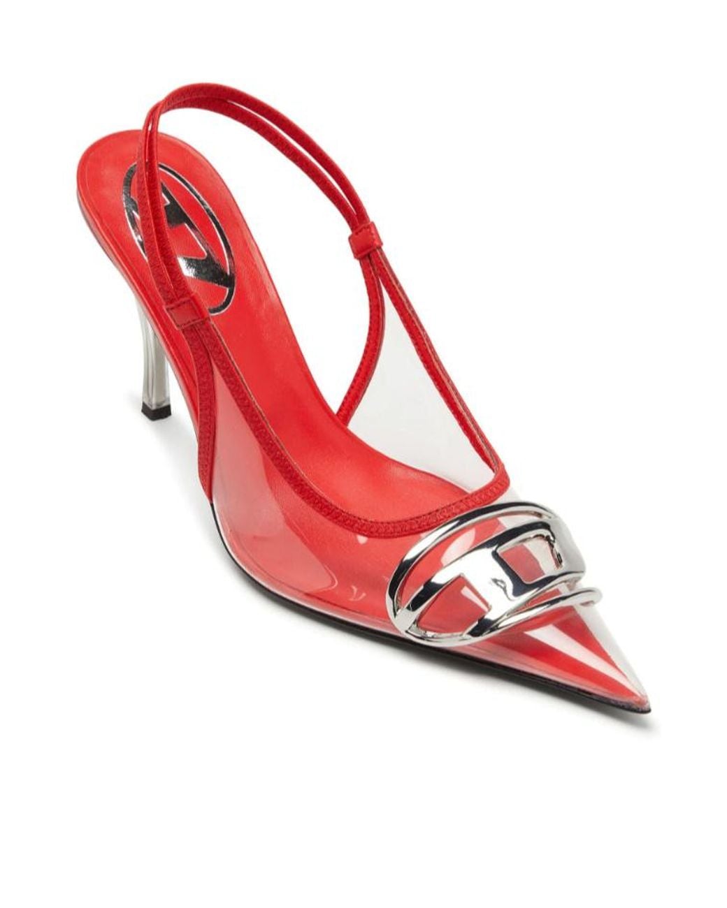 DIESEL Pink D-Venus-Leather-Trim Transparent Slingback Pumps