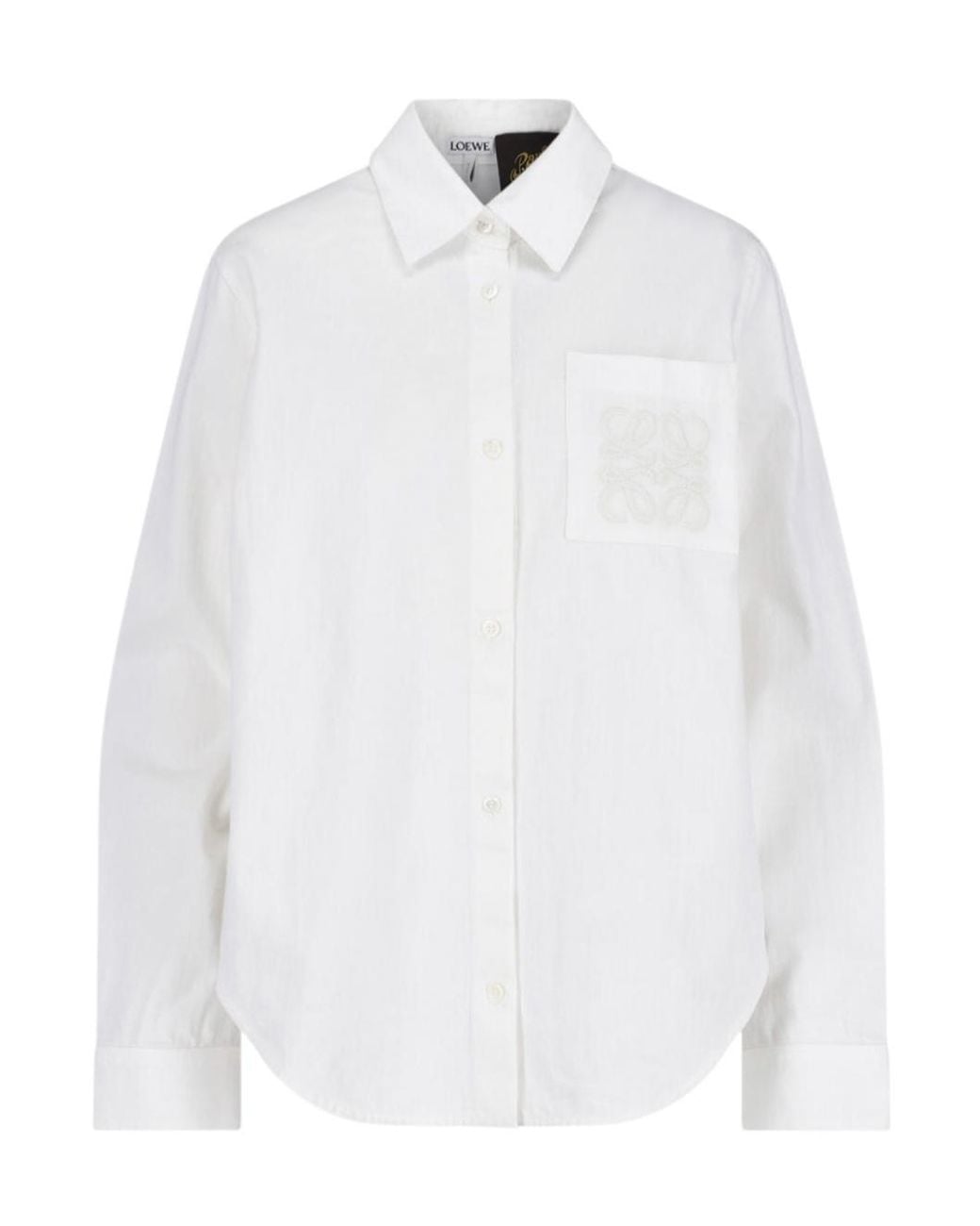 Loewe White Anagram Crochet Embroidered Shirt
