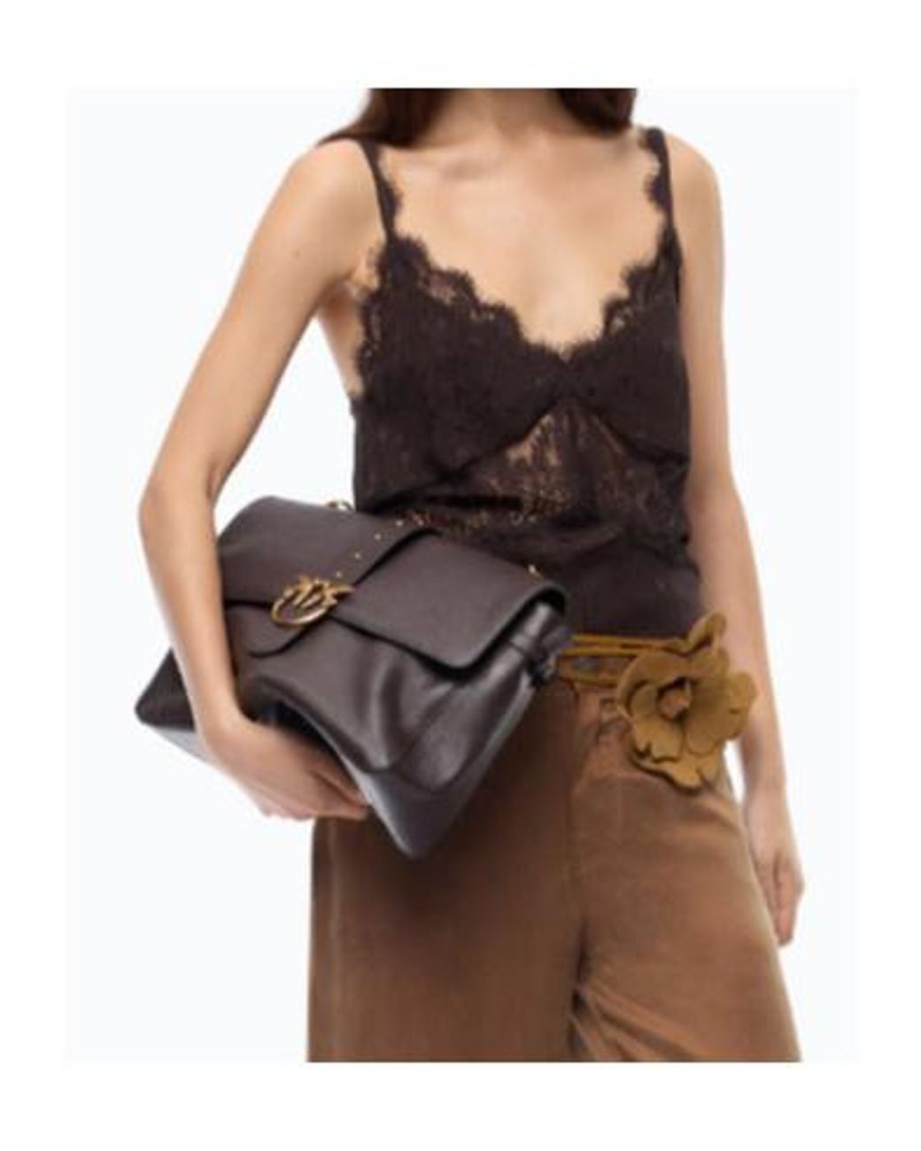 Pinko Black Lace Trim Camisole Top