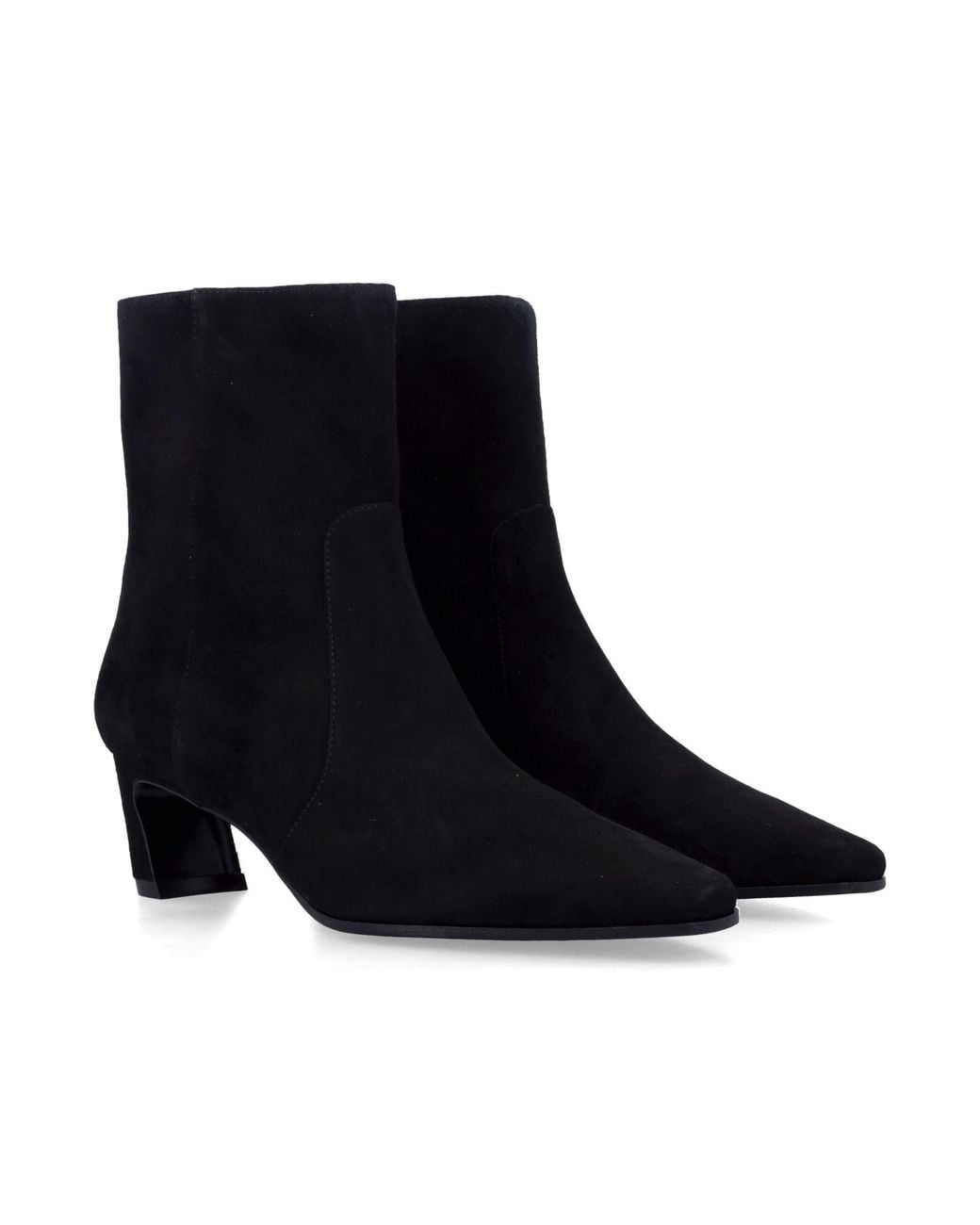 Stuart Weitzman Black Pointed-Toe Ankle Boots