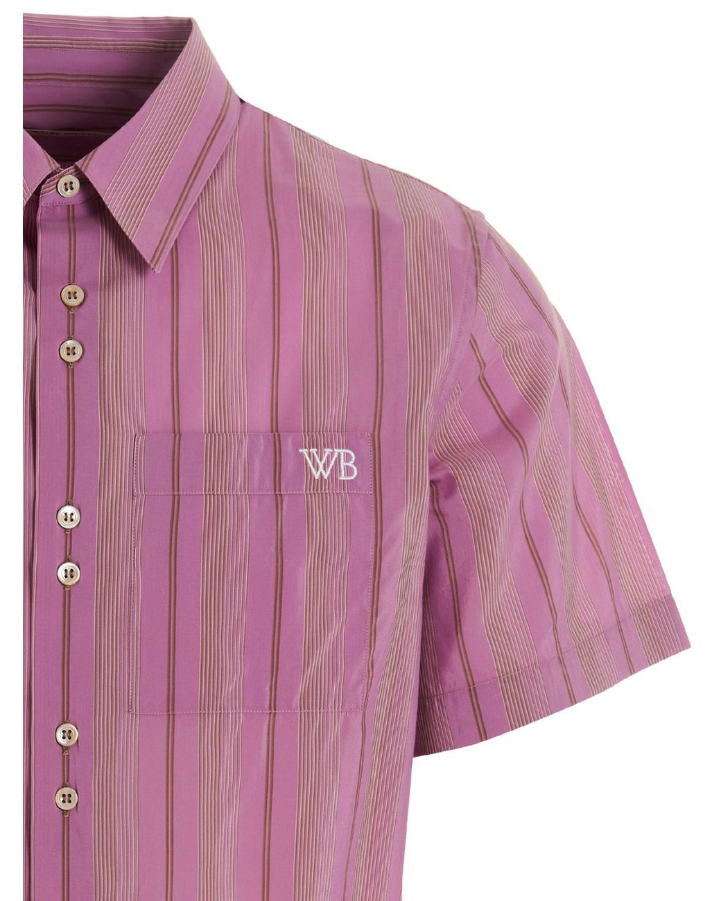 Wales Bonner Pink Striped Short-Sleeved Shirt for men