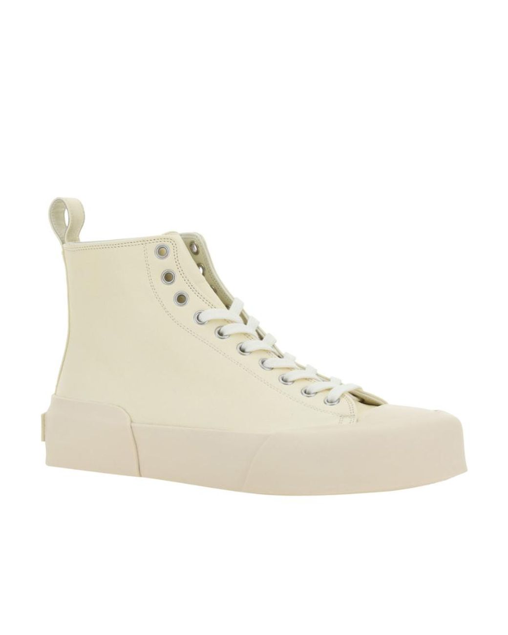 Jil Sander Natural Lace-Up High-Top Sneakers